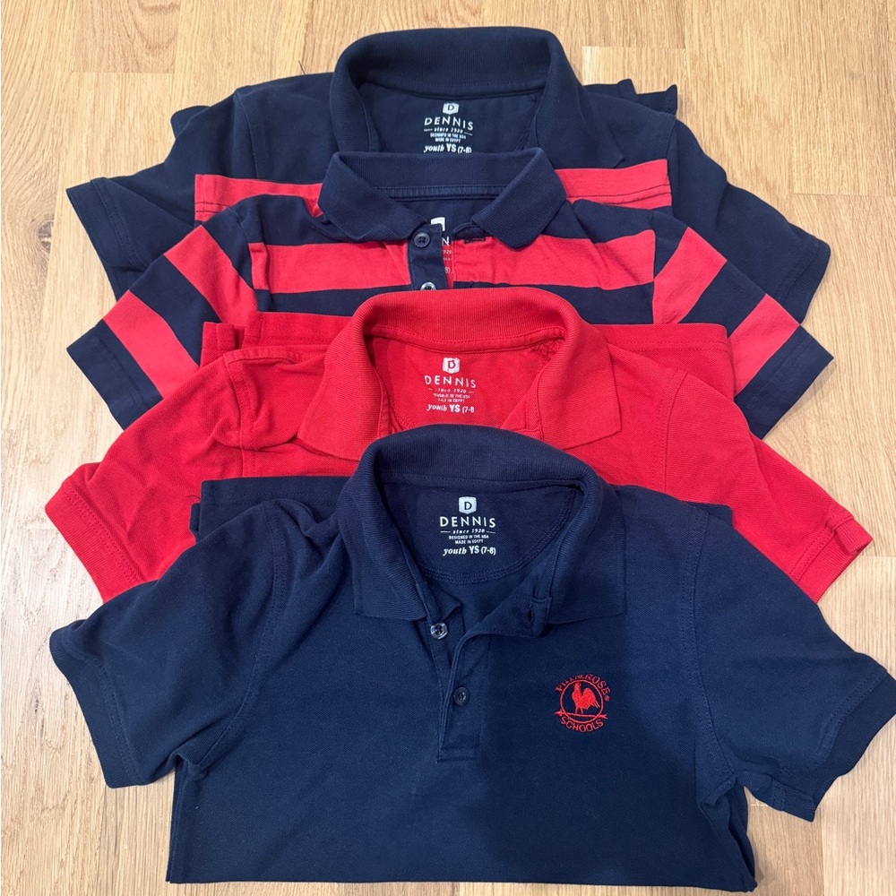 Primrose • Dennis Uniform Lot • 4 Short Sleeve Polos • Very Good Used Conidition
